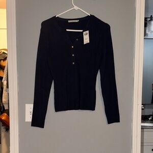 Abercrombie Ribbed Long Sleeve Sweater - Navy